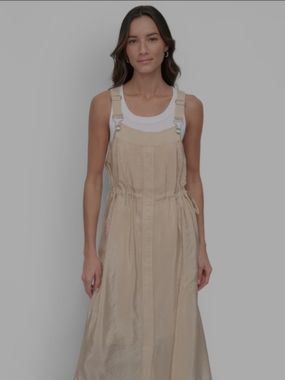 DKNY Beige Utility Maxi Dress with Adjustable Straps